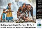 1/35 Master Box 35203 Outlow. Gunslinger series. Kit No. 1. Marshal Tom Tucker, Molly and Rebecca Hanson