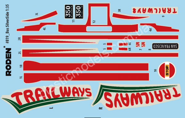 1/35 Roden 819 PD-3751 “Silverside Trailwagon” Trailways Company intercity bus