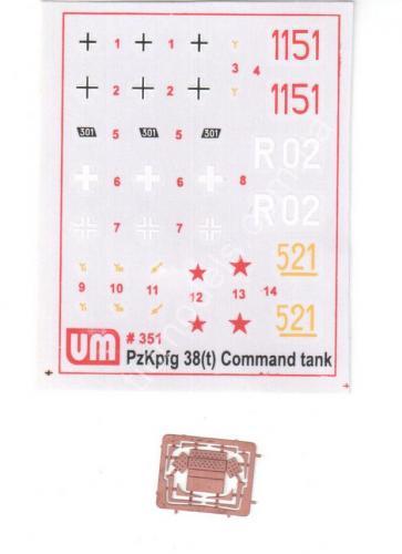1/72 UM 351 Commanders tank Pz Bef 38 (t)