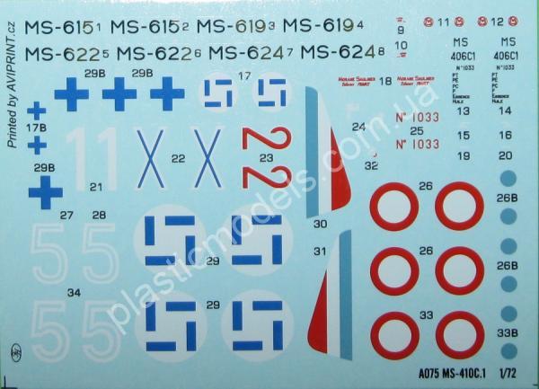 1/72 Azur 075 Morane Saulnier MS-410C.1 (4x Finland,France)