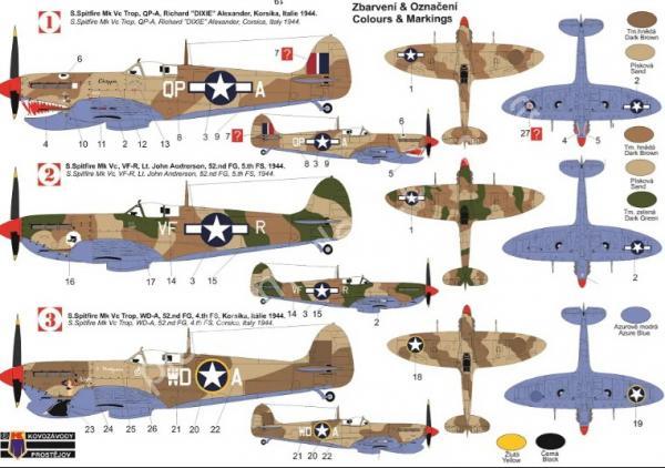 1/72 Kovozavody Prostejov 0416 Spitfire Mk.Vc Trop “USAAF over Corsica”
