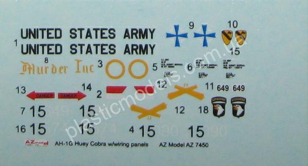 1/72 AZ model 7450 Bell AH-1G Huey Cobra w / wiring panels