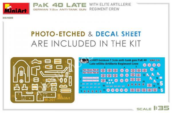 1/35 MiniArt 35409 German 7,5cm Anti-Tank Gun Pak 40, Late with elite artillerie regiment crew