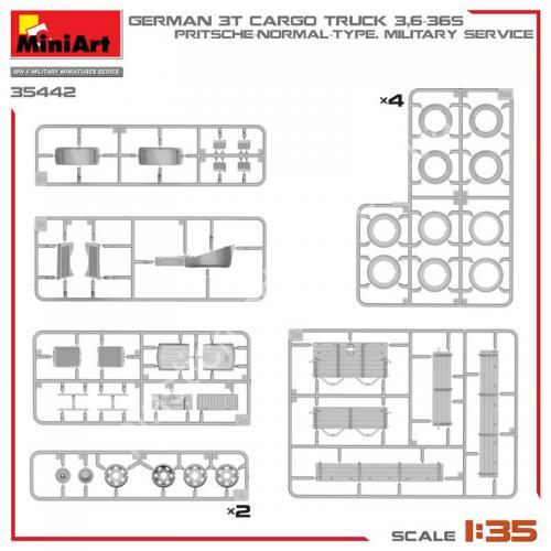 1/35 MiniArt 35442 German 3t Cargo Truck 3,6-36S. Pritsche-Normal-Type Military Service