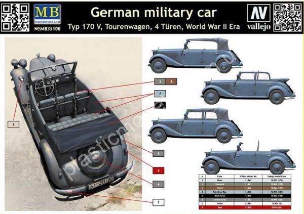 1/35 Master Box 35100 German military car Mercedes-Benz 170 V Typ 170 V Tourenwagen 4 Türen