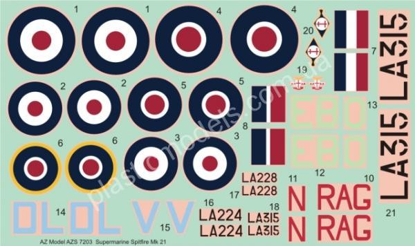 1/72 AZ model silver 7203 Supermarine Spitfire F.Mk.21