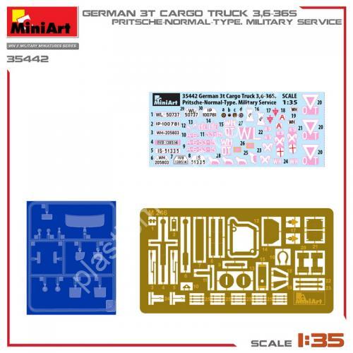1/35 MiniArt 35442 German 3t Cargo Truck 3,6-36S. Pritsche-Normal-Type Military Service