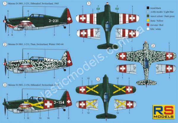1/72 RS models 92094 Morane D-3801 (3x декальные версии)