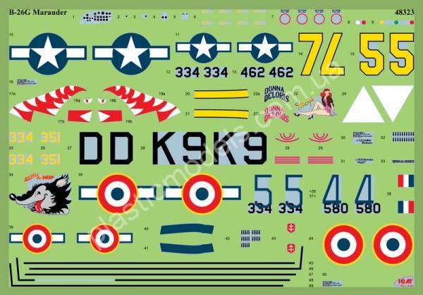 1/48 ICM 48323 B-26G Marauder WWII American/France Bomber