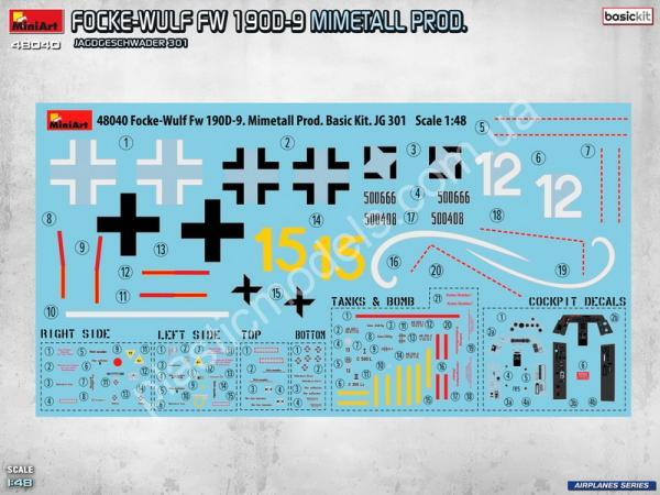 Focke Wulf Fw-190 D-9 - Mimetall Production Jagdgeschwader 301 (Basic Kit) 1/48 MiniArt 48040