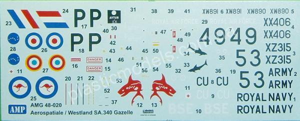 1/48 AMP 48020 Aérospatiale SA.341 / Westland HT.2 Gazelle