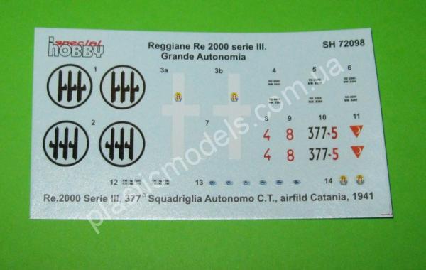 1/72 Special hobby 72098 Reggiane Re 2000 III.Serie
