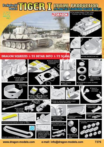 1/72 Dragon 7376 Pz.Kpfw.VI Ausf.E Tiger I Initial Production s.Pz.Abt.502 Leningrad Region 1942/43 -...