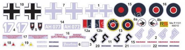 1/48 RS models 48010 Messerschmitt Me P.1101 