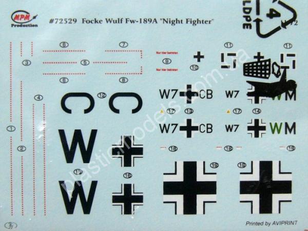 1/72 MPM 72529 Focke Wulf Fw-189 Night Fighter