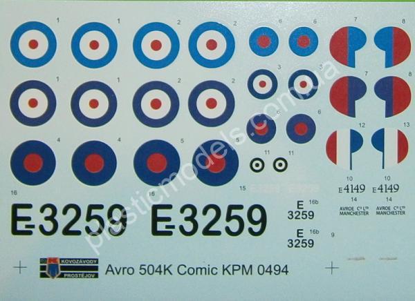 1/72 Kovozavody Prostejov 0494 Avro 504K „Comic“