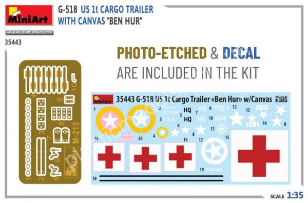 1/35 MiniArt 35443 G-518 US 1 ton Cargo Trailer Ben Hur w/Canvas