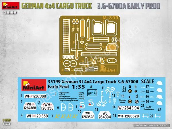 German 3t 4x4 Cargo Truck 3.6-6700A Early Prod 1/35 MiniArt 35199