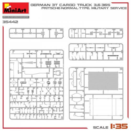1/35 MiniArt 35442 German 3t Cargo Truck 3,6-36S. Pritsche-Normal-Type Military Service