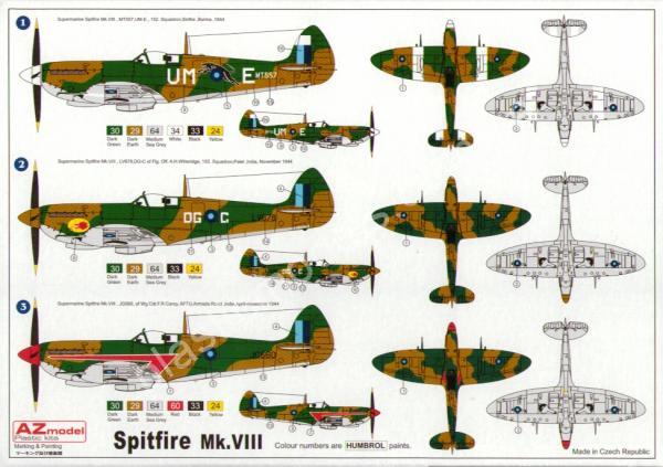 1/72 AZ model 7378 Supermarine Spitfire Mk.VIII RAF