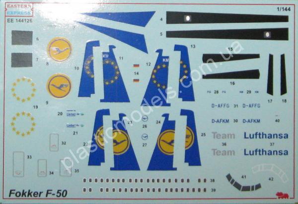 1/144 Восточный экспресc 144126 Fokker F-50 Lufthansa Team
