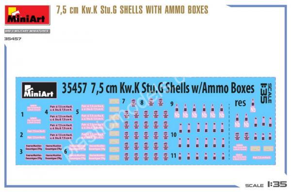 1/35 MiniArt 35457 7.5 cm Kw.K Stu.G Shells With Ammo Boxes