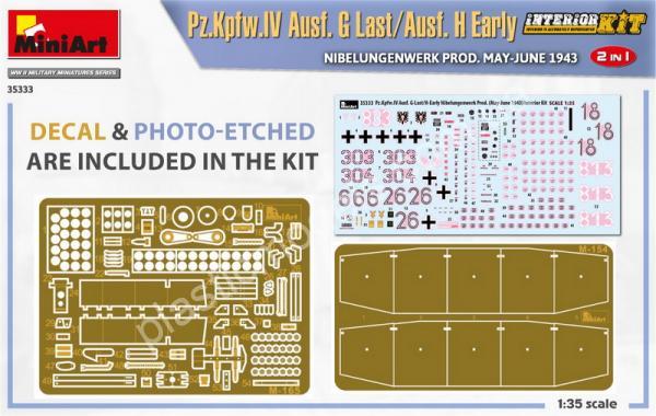 1/35 MiniArt 35333 Pz.Kpfw.IV Ausf. G Last/Ausf. H Early Nibelungenwerk Prod. May-June 1943. 2 in 1 Interior Kit