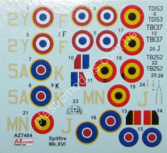 1/72 AZ model 7485 Supermarine Spitfire Mk. XVI Early RAF,Fr,Belg.