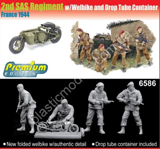 1/35 Dragon 6586 SAS Regiment w/Welbike and Drop Tube Container(France 1944)