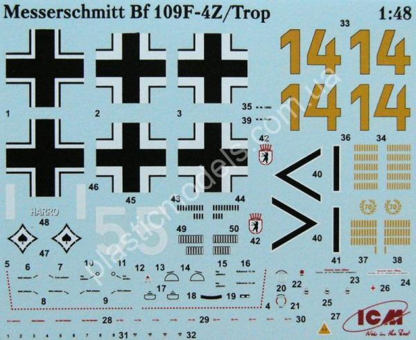 1/48 ICM 48105 Bf 109F-4Z/Trop, German Fighter