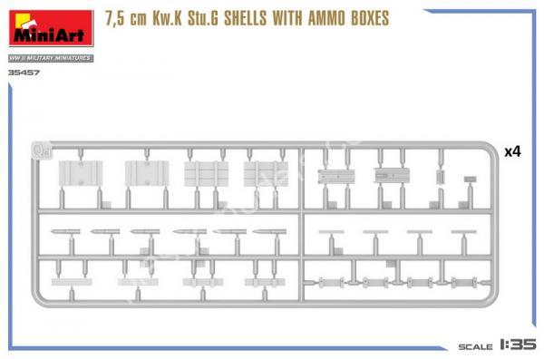 1/35 MiniArt 35457 7.5 cm Kw.K Stu.G Shells With Ammo Boxes