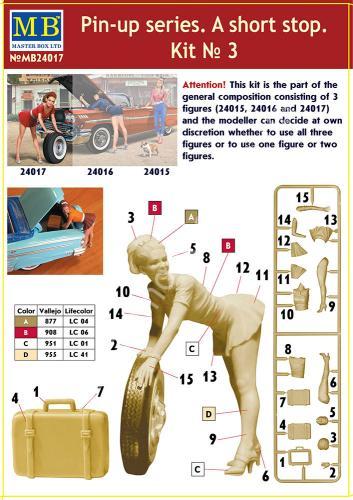 1/24 Master Box 24017 Pin-up series. A short stop. Kit No. 3