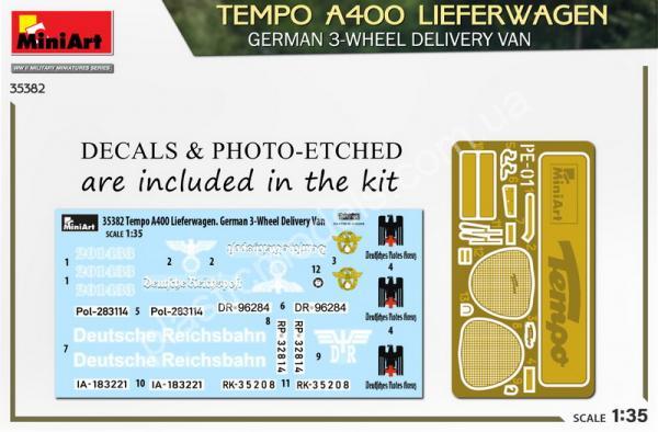 1/35 MiniArt 35382 Tempo A400 Lieferwagen German 3-wheel Delivery Van