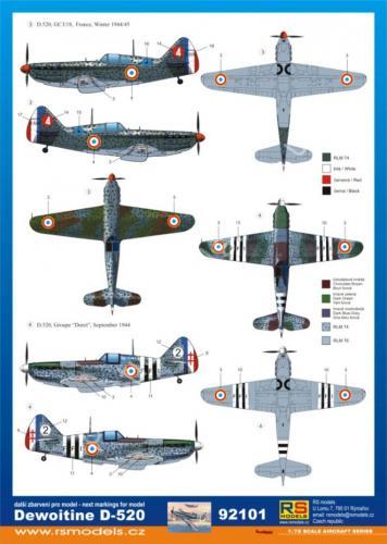 1/72 RS models 92101 Dewoitine D-520 Free France