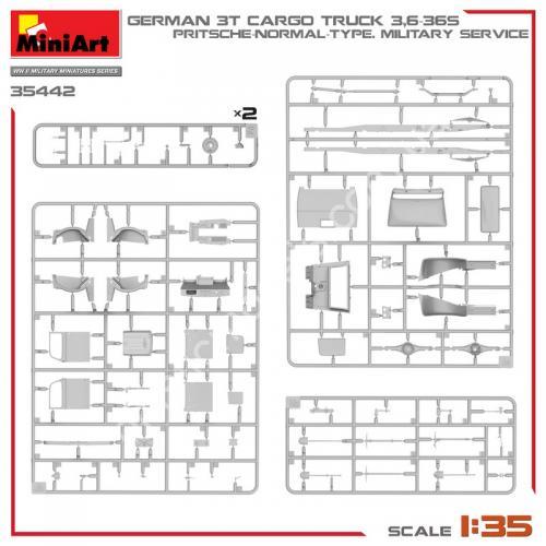 1/35 MiniArt 35442 German 3t Cargo Truck 3,6-36S. Pritsche-Normal-Type Military Service
