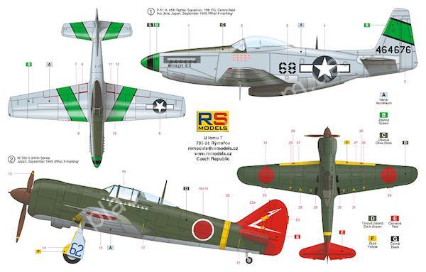 1/72 RS models 92196 Kawasaki Ki-100-II and North-American P-51H Mustang two kits in box