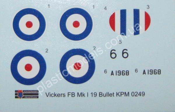 1/72 Kovozavody Prostejov 0249 Vickers FB-19 Mk.I „Bullet“ RFC