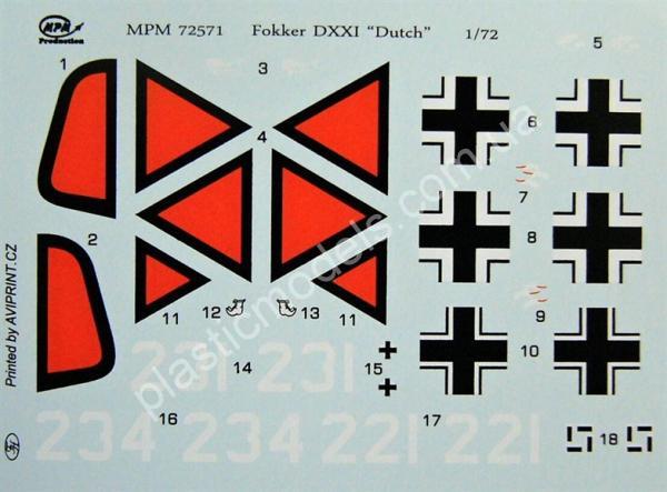 1/72 MPM 72571 Fokker D.XXI 'Dutch Patrol'