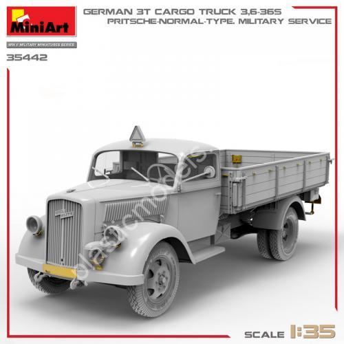 1/35 MiniArt 35442 German 3t Cargo Truck 3,6-36S. Pritsche-Normal-Type Military Service