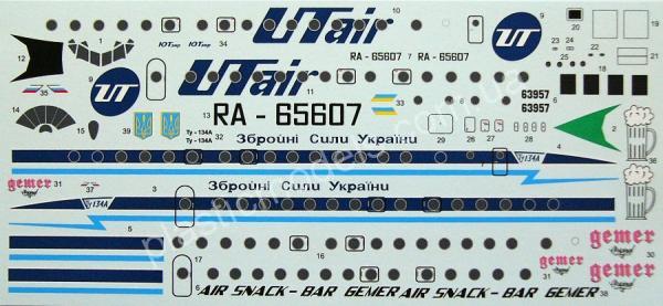 1/144 FLY 14408 Tu-134 A-3 (Ukraine AF, UT Air, Snack Bar)