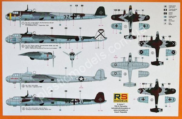1/72 RS models 92071 Dornier Do-17E German Medium Bomber (4x camo)