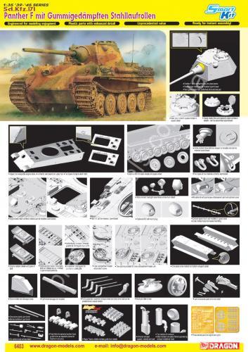 1/35 Dragon 6403 Panther F mit Gummigedämpften Stahllaufrollen
