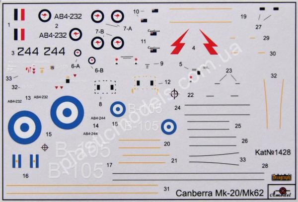 1/144 A-model 1428 E.E. Canberra B. Mk-20/Mk-62
