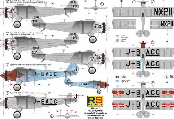 1/72 RS models 92158 Ryan NYP Spirit of St.Louis (4x camo)