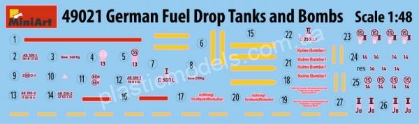 German WWII Fuel Drop Tanks and Bombs 1/48 MiniArt 49021