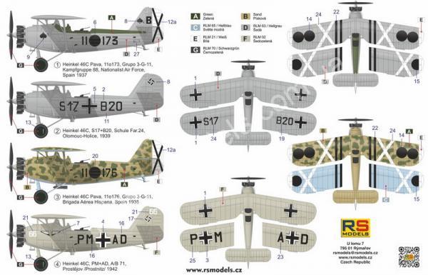 1/72 RS models 92286 Heinkel He 46C Reconnaisance Aircraft in Spanish Services