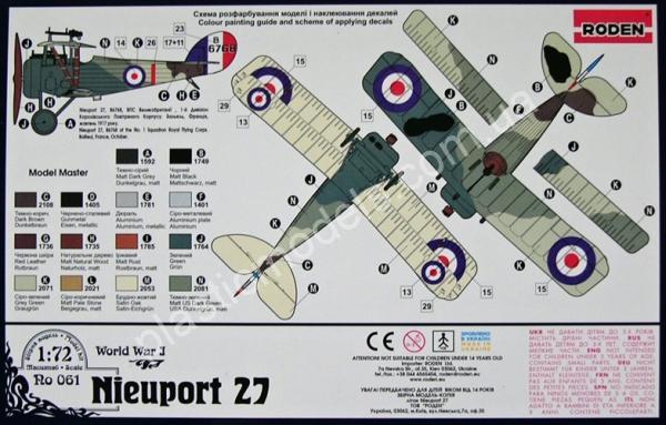 1/72 Roden 061 Nieuport 27 (French WWI Fighter)