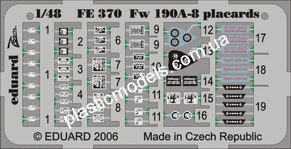 1/48 Eduard Big 4877 Fw 190A-5 FE370  Fw 190A/ F placards 1/48