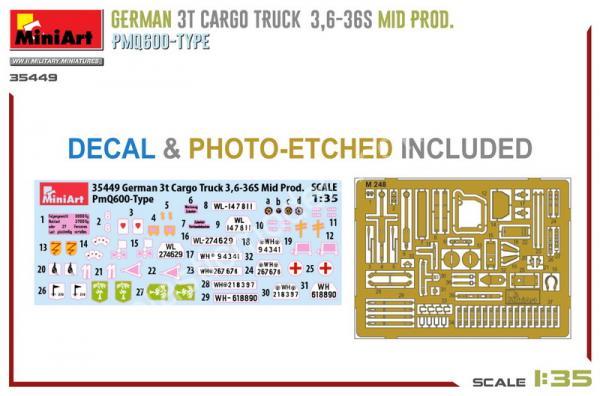 1/35 MiniArt 35449 German 3t Cargo Truck 3,6-36S Mid Prod. PMQ600-Type