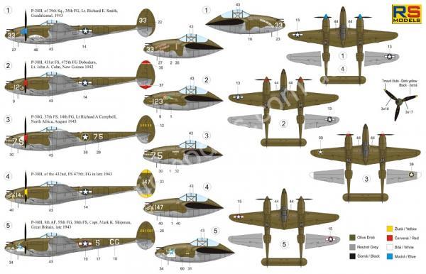 1/72 RS models 92125 P-38 H Lightning